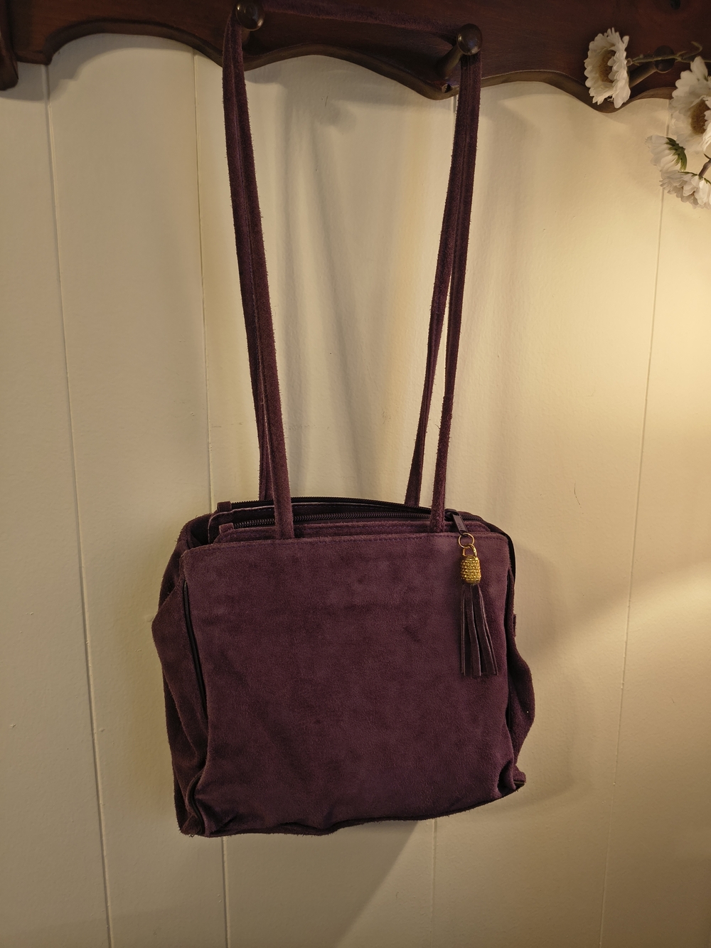 Vintage Amethyst Suede Italian Leather Shoulder Bag - Picture 6 of 6
